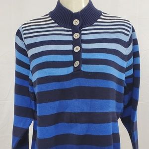 Liz Claiborne Sweater size 1X Blue Stripe